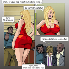 Cock hugry blonde toon milf gonna please two black - Picture 4