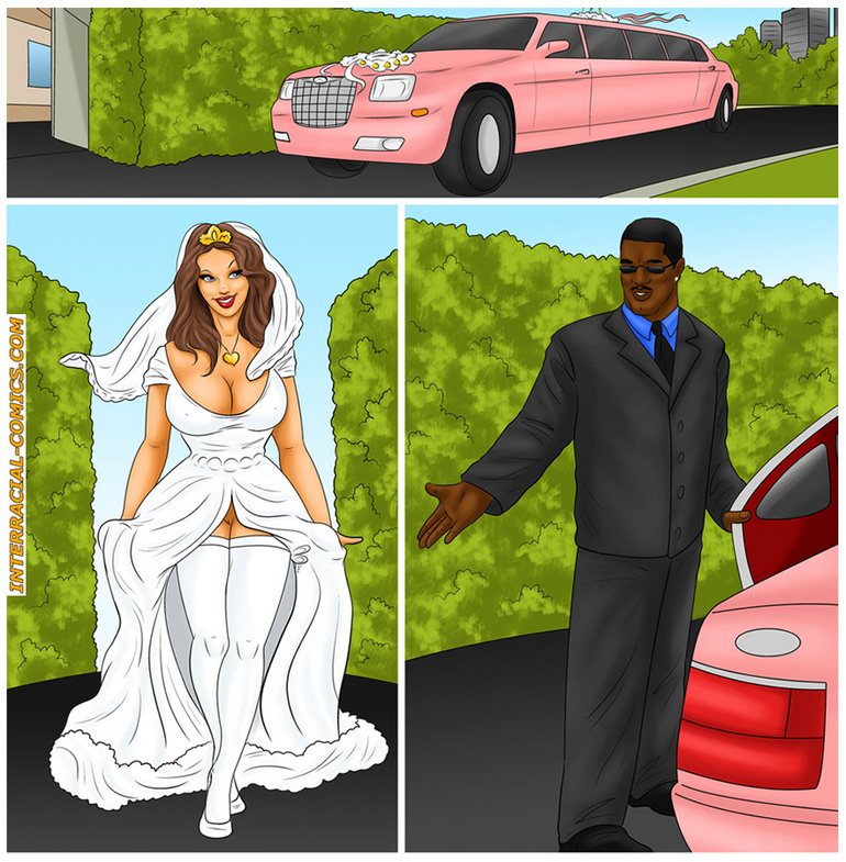 Perfect body brunette cartoon bride feels thick black - Picture 1