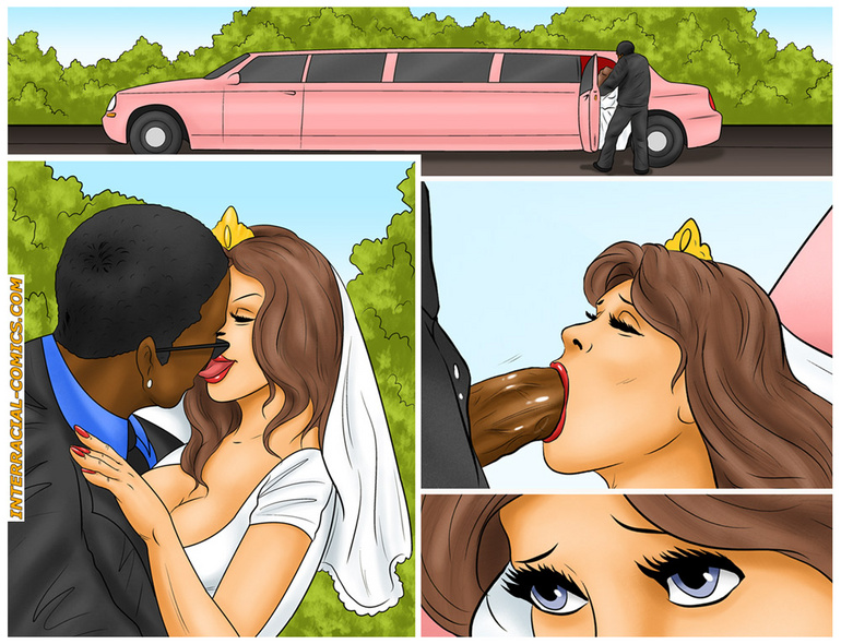 Perfect body brunette cartoon bride feels thick black - Picture 2