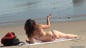 Losing her bra when walking out of ocean and being afraid of sex in public! - XXXonXXX - Pic 1