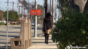 Her peaceful walk through the city was disturbed by some naked in public gangsters tearing her black dress off her party! - XXXonXXX - Pic 4