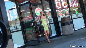 While putting money on her bank account through special automat, someone picked up her dress in a violent nude in public manner! - XXXonXXX - Pic 6