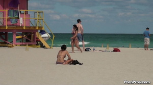 While on the beach, some public sex angel ripped her violet bra off her boobs - Picture 7