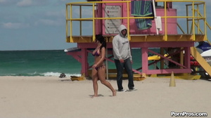 While on the beach, some public sex angel ripped her violet bra off her boobs - Picture 9