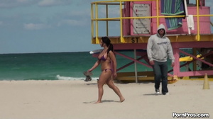 While on the beach, some public sex angel ripped her violet bra off her boobs - Picture 10