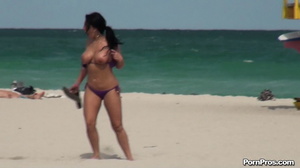 While on the beach, some public sex angel ripped her violet bra off her boobs - Picture 14