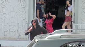 Got her sex in public red dress all cummed by the stranger! - Picture 12