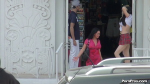 Got her sex in public red dress all cummed by the stranger! - Picture 15