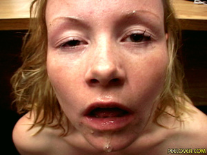 The whole bowl of pee relaxed by blonde after doing the hottest blowjob! - Picture 14