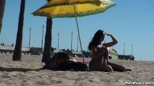 Lying on the beach, her solitude was disturbed by some public nudity guy - Picture 14