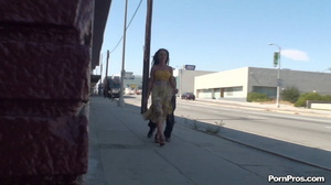 Picking up her summer dress after being undressed by some sex in public ruffian - Picture 7