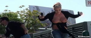 Was outing and had her boobs out by some public fuck rowdy all of a sudden - Picture 13