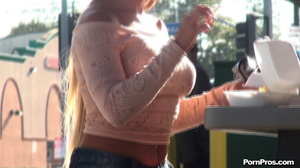 Showered a rain of public fuck father stuff upon sexy blonde tits! - Picture 1