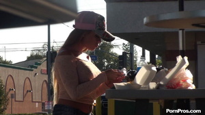 Showered a rain of public fuck father stuff upon sexy blonde tits! - Picture 2