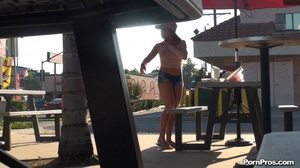 Showered a rain of public fuck father stuff upon sexy blonde tits! - Picture 12