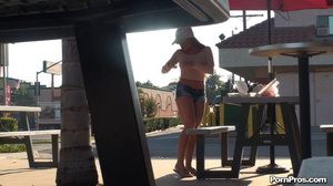 Showered a rain of public fuck father stuff upon sexy blonde tits! - Picture 13