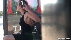 Some stranger ran up to her on the stop and cummed on her in the heaviest public fuck way - Picture 7