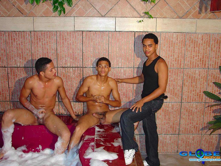 Two surrounded him and doing his super powerful gay cock… - XXXonXXX - Pic 1
