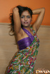 Dark haired young indian babe in national outfit and pink panty slowly