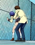 Blue haired hentai school girl in sexy unform doesn't mind fucking with