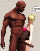 White 3d beauty in white undies asked to give a tittyfuck to horny black