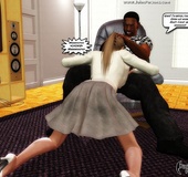 Sex hungry 3d cuties get seduced by black guy and willingly blowing their