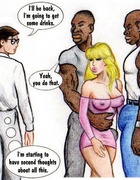 Naughty blonde cartoon wife gets butt fucked by black guys in front of