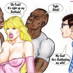 Naughty blonde cartoon wife gets butt fucked by black