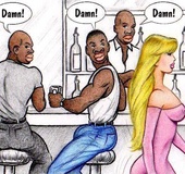 Husband finds black guys fucking his bitch wife white ass in the men's