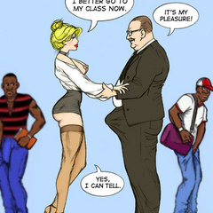 Blonde toon teacher in sexy stockings need her pussy - Picture 3