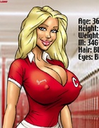 Stunning blonde toon cheerleader undressing in shower and dreaming about