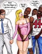 Busty blonde toon wife gets seduced and touched by black guys in front