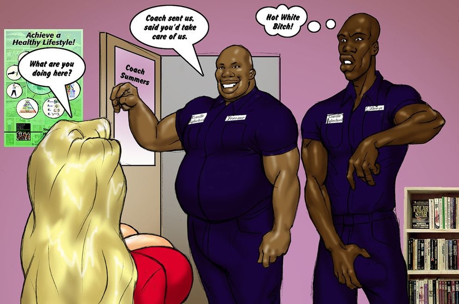 Cartoon Coach Porn - Slutty cheerleader sucks black cocks to help black coaches ...