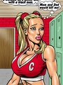 Blonde cartoon cheerleader in red outfit - Picture 1