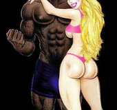 White slut goes down on black nerd guy sucking his long sweet black cock