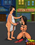 Poor naked toon guy on a leash learned quickly to obedient to his straponed