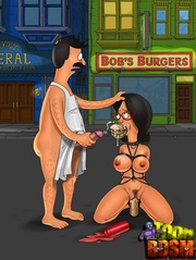 Poor naked toon guy on a leash learned quickly to obedient to his straponed mistress.