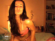 Cool long-haired chick undresses and demonstrates her nice tits