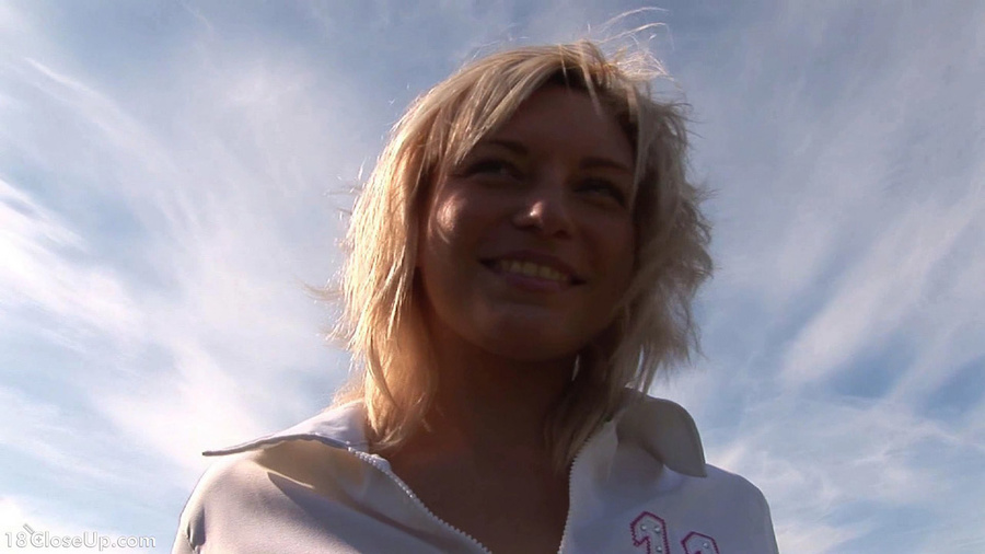 Blonde teen babe in white outfit taking off - XXX Dessert - Picture 7