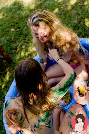 Hot teen chicks having fun with paints i - Picture 6