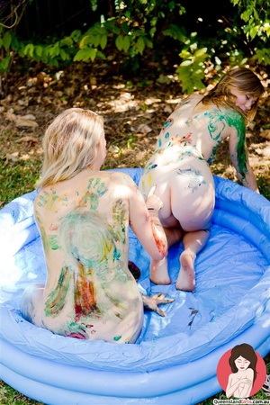 Hot teen chicks having fun with paints i - Picture 8