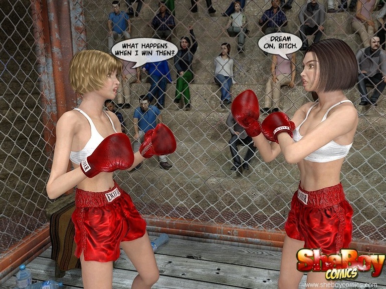 Cartoon blonde 3d boxer girl found out her brunette - Picture 1