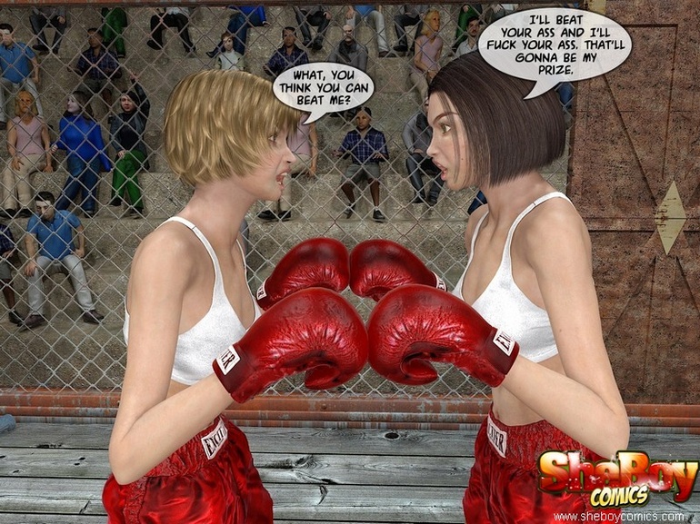 Cartoon blonde 3d boxer girl found out her brunette - Picture 2