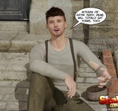 Homeless 3d dude asked to blow throbbing shemale prick before being undressed