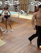 Hunky man is seduced by two busty transsexuals in a locker room