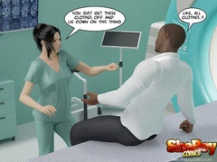 Dark haired cartoon shemale nurse stripteasing in - Picture 3