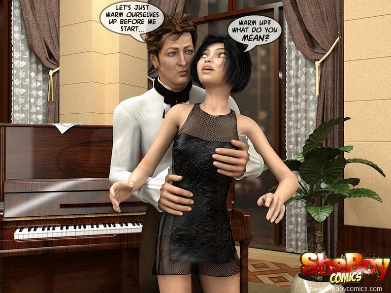 Piano maestro and his 3d shemale gf sucking each - Picture 4