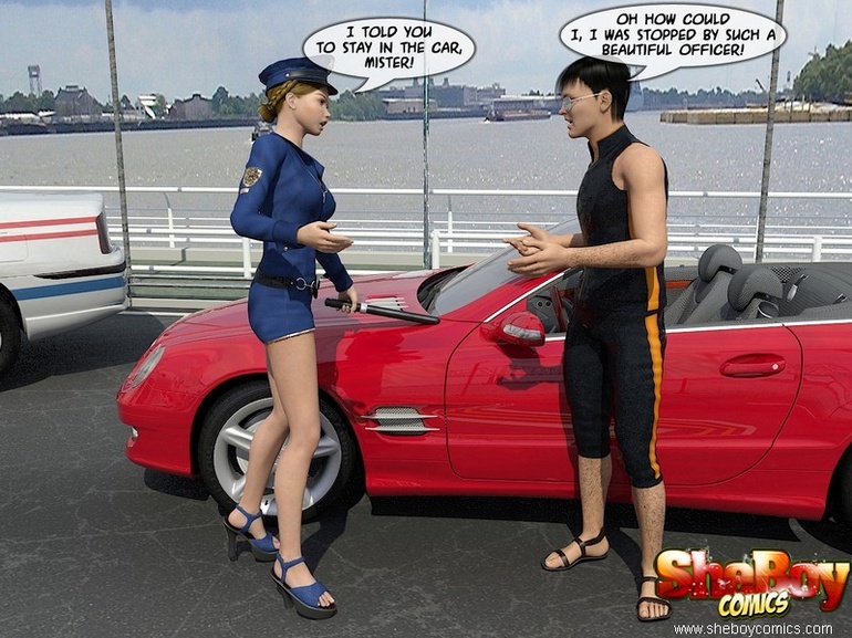 Shemale 3d police officer asked handsome guy to blow - Picture 2