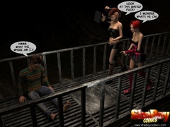 Two 3d alt ladyboys captured lucky starnger and asked - Picture 1