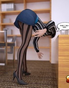 Delicious secretary in stripy pantyhose pleasure her glorious boss in